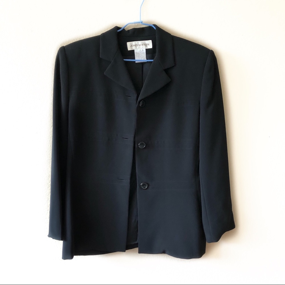 Vintage Jones New York Black Blazer Suit Jacket Size 4